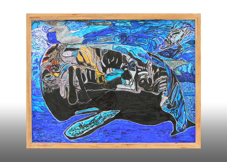 2021年度絵画の部　京都府知事賞　後藤実《潜水の特異なマッコウクジラ》の作品画像